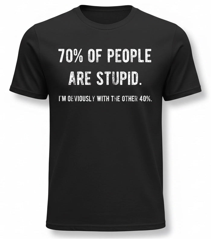 Black t-shirt with white text on a Black background