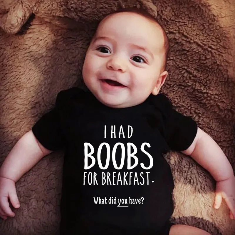 Boobs for Breakfast Cotton Baby Bodysuit