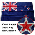 New Zealand flag with embroidered stars on a blue background