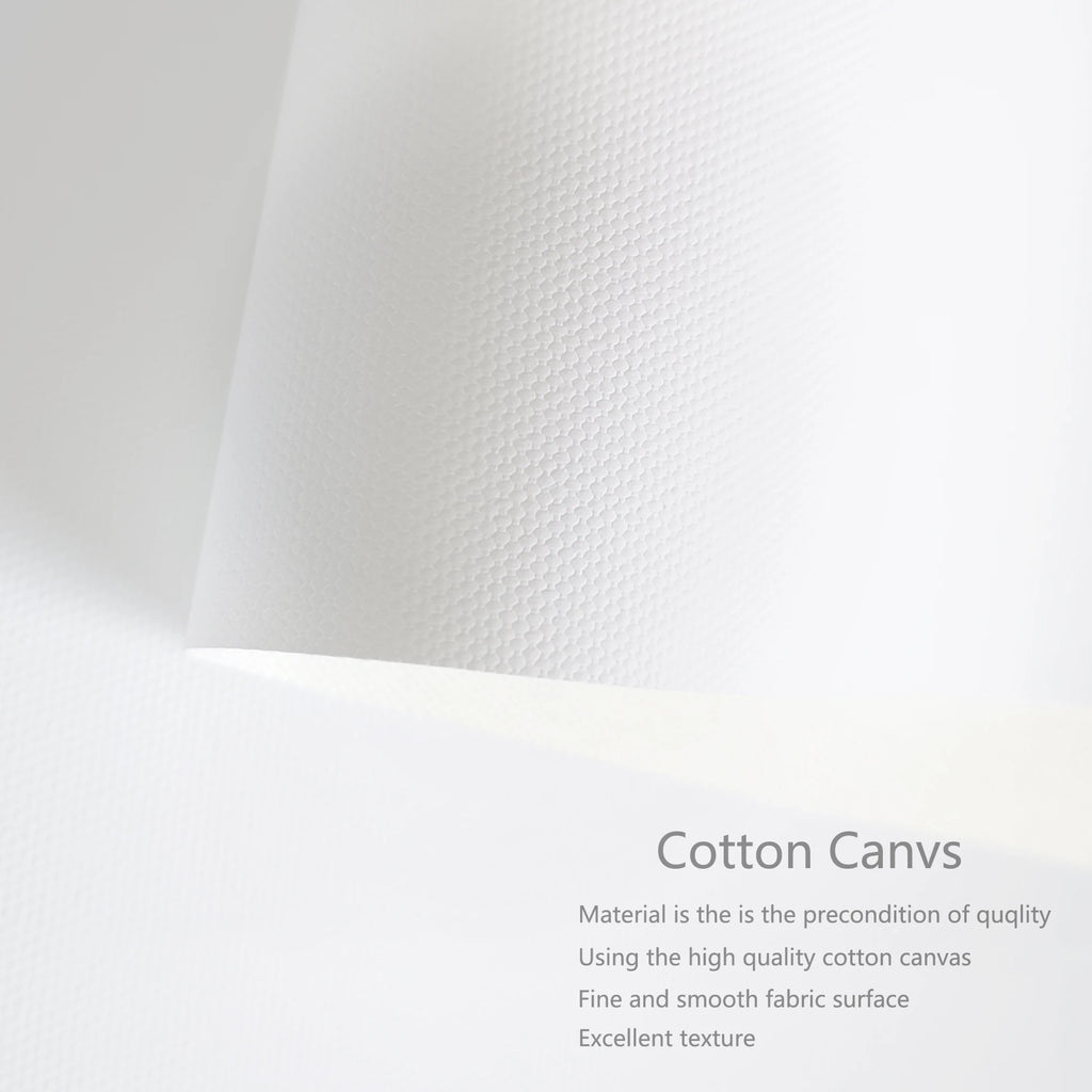 Close-up of high-quality cotton canvas with text describing its features.