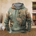 Abstract Vintage compass Design on blue, beige Hoodie Pullover