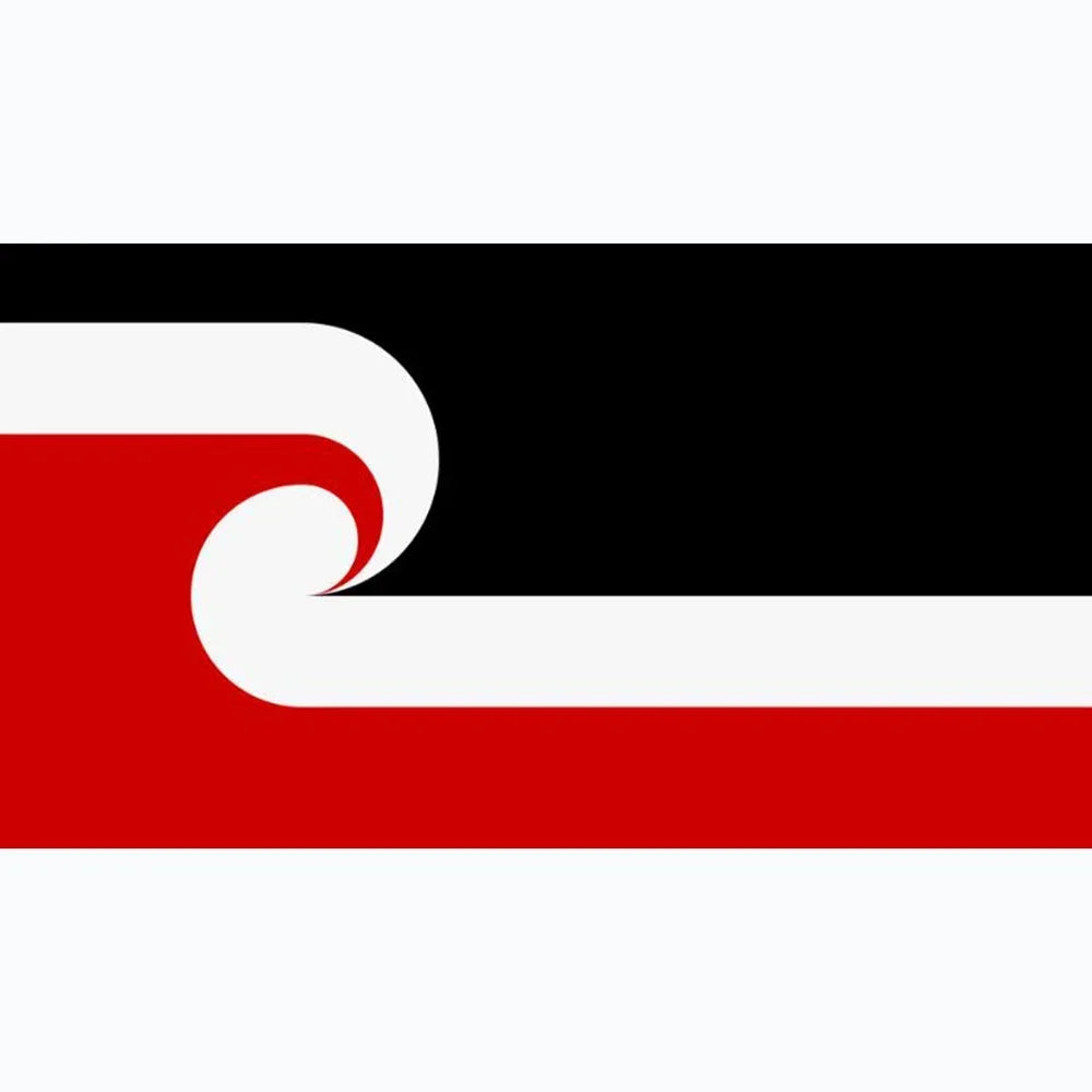 Flag with black, red, and white horizontal stripes