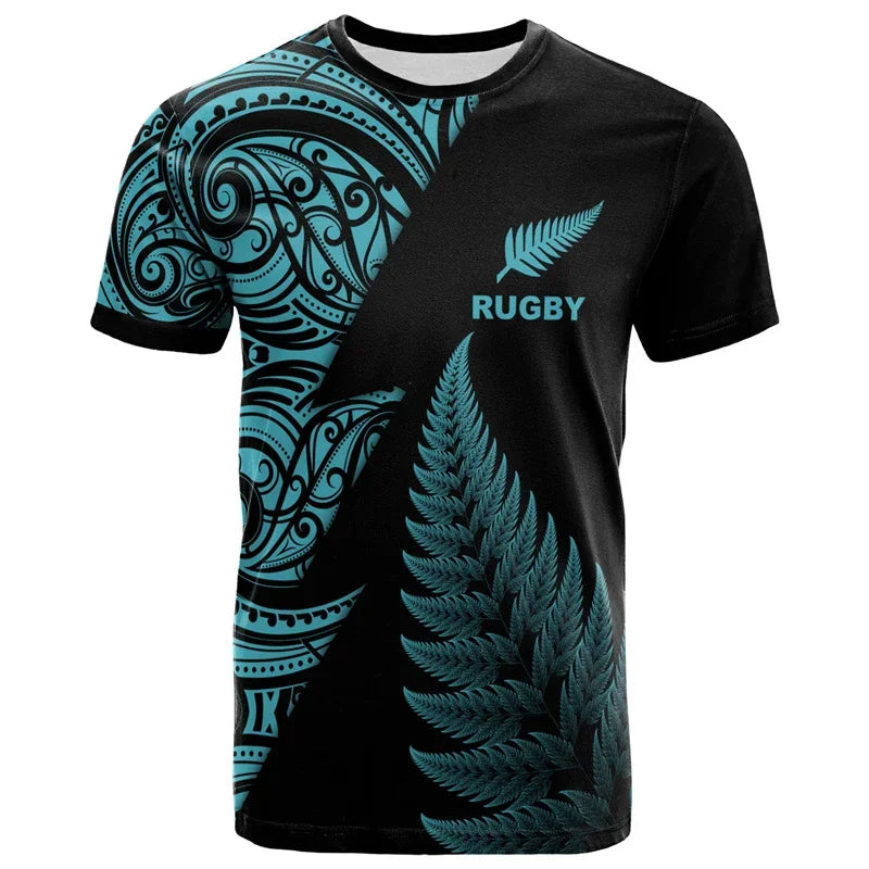 Teen/Adult Sizes Fern and Rugby Graphic T-Shirt 3D Print Short Sleeve
