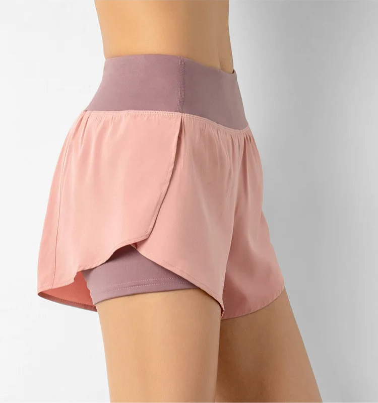 Two-tone pink and beige skirt on a plain background